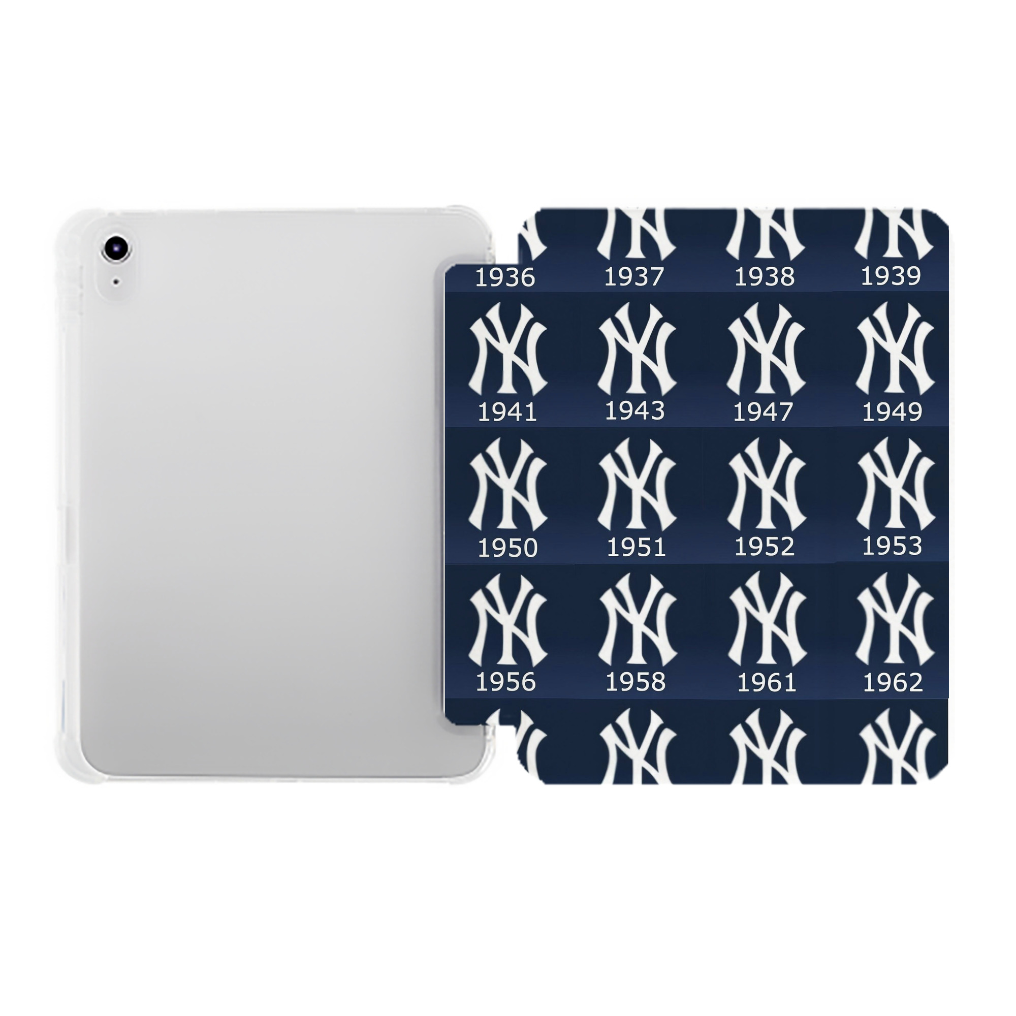New York Yankees 229 Premium Tri-Fold PU Leather & Silicone IPad Case With Pencil Slot – Fits 9.5,10.5,10.9 – Adjustable Stand, Slim, Protective